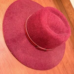 Elegant Burgundy Wide-Brim Hat